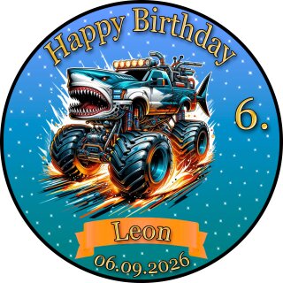 Tortenaufleger Tortendeko Fototorte Tortenbild Geburtstag Party Fahrzeuge Monstertruck FZ24 (Zuckerpapier)