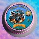 Tortenaufleger Tortendeko Fototorte Tortenbild Geburtstag Party Fahrzeuge Monstertruck FZ24 (Zuckerpapier)