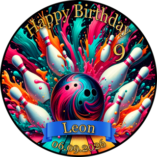 Tortenaufleger Tortendeko Fototorte Geburtstag Hobby Party Sport Bowling Bowlen BW06 (Zuckerpapier)