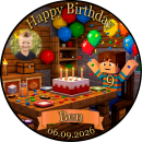 Tortenaufleger Tortendeko Fototorte Tortenbild Geburtstag Party Gamer Pixel Videospiel GO08 (Zuckerpapier)