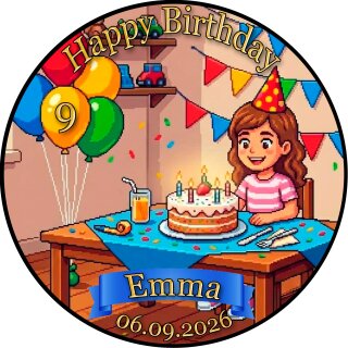 Tortenaufleger Tortendeko Fototorte Tortenbild Geburtstag Party Gamer Pixel Videospiel GO09 (Zuckerpapier)