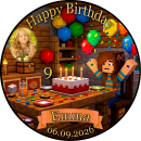 Tortenaufleger Tortendeko Fototorte Tortenbild Geburtstag Party Gamer Pixel Videospiel GO09 (Zuckerpapier)