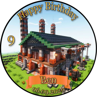 Tortenaufleger Tortendeko Fototorte Tortenbild Geburtstag Party Gamer Pixel Fabrik Gras Grün Videospiel GO10 (Zuckerpapier)