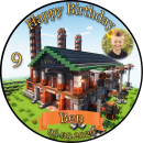 Tortenaufleger Tortendeko Fototorte Tortenbild Geburtstag Party Gamer Pixel Fabrik Gras Grün Videospiel GO10 (Zuckerpapier)