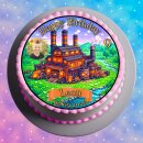 Tortenaufleger Tortendeko Fototorte Tortenbild Geburtstag Party Gamer Pixel Fabrik Gras Grün Videospiel GO10 (Zuckerpapier)