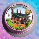 Tortenaufleger Tortendeko Fototorte Tortenbild Geburtstag Party Gamer Pixel Fabrik Gras Grün Videospiel GO10 (Zuckerpapier)