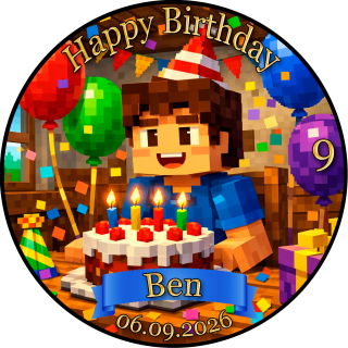 Tortenaufleger Tortendeko Fototorte Tortenbild Geburtstag Party Gamer Pixel Videospiel GO13 (Zuckerpapier)