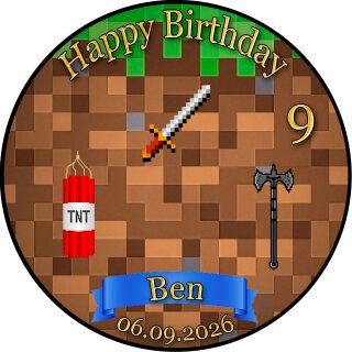 Tortenaufleger Tortendeko Fototorte Tortenbild Geburtstag Party Gamer Pixel Videospiel GO15 (Zuckerpapier)