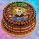 Tortenaufleger Tortendeko Fototorte Tortenbild Geburtstag Party Gamer Pixel Videospiel GO15 (Zuckerpapier) Rund 20 cm Ø mit Foto