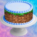 Tortenband Geburtstag Party Gamer Pixel Gras Grün Videospiel GO11 (Zuckerpapier) 3 Stück á 25 cm x 6,5 cm Motiv 2