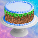 Tortenband Geburtstag Party Gamer Pixel Gras Grün Videospiel GO11 (Zuckerpapier)