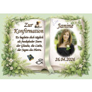 Tortenaufleger Konfirmation Buchform Greenery-Stil...