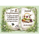 Tortenaufleger Konfirmation Buchform Greenery-Stil Botanisch Floral Aquarell Vintage K35