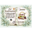 Tortenaufleger Konfirmation Buchform Eukalyptus Greenery-Sil Floral Vintage Aquarell Botanisch K36