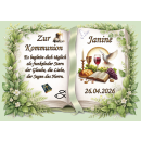 Tortenaufleger Kommunion Buchform Greenery-Stil Botanisch Floral Aquarell Vintage K35