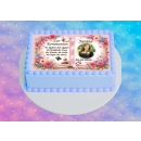 Tortenaufleger Kommunion Buchform Blumen Floral Aquarell Pastell Vintage K37