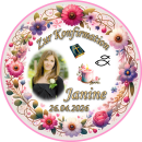 Tortenaufleger Konfirmation Rund Blumen Floral Aquarell...