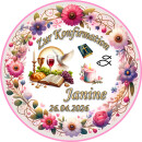 Tortenaufleger Konfirmation Rund Blumen Floral Aquarell...