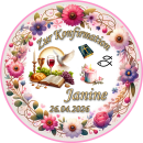 Tortenaufleger Konfirmation Rund Blumen Floral Aquarell Pastell Vintage K06