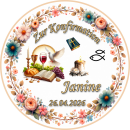 Tortenaufleger Konfirmation Rund Blumen Floral Aquarell Pastell Vintage K07