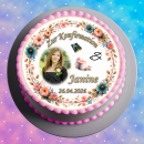 Tortenaufleger Konfirmation Rund Blumen Floral Aquarell Pastell Vintage K07