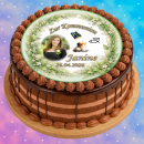 Tortenaufleger Kommunion Rund Greenery-Stil Botanisch Floral Aquarell Vintage K04