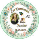 Tortenaufleger Kommunion Rund Eukalyptus Greenery-Sil Floral Vintage Aquarell Botanisch K05