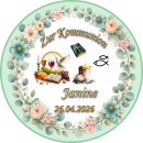 Tortenaufleger Kommunion Rund Eukalyptus Greenery-Sil Floral Vintage Aquarell Botanisch K05