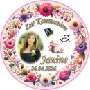 Tortenaufleger Kommunion Rund Blumen Floral Aquarell...