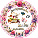 Tortenaufleger Kommunion Rund Blumen Floral Aquarell Pastell Vintage K06