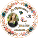 Tortenaufleger Kommunion Rund Blumen Floral Aquarell Pastell Vintage K07