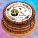 Tortenaufleger Kommunion Rund Blumen Floral Aquarell Pastell Vintage K07