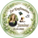Tortenaufleger Konfirmation Rund Greenery-Stil Botanisch...