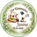Tortenaufleger Kommunion Rund Greenery-Stil Botanisch...
