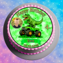 Essbarer Tortenaufleger Dinosaurier personalisiert – Tortenbild mit Name, Alter, Datum & eigenem Foto – runder Kuchenaufleger Kindergeburtstag & Dino-Party – Größe wählbar, vorgestanzt – DINO06