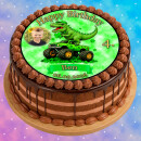 Essbarer Tortenaufleger Dinosaurier personalisiert – Tortenbild mit Name, Alter, Datum & eigenem Foto – runder Kuchenaufleger Kindergeburtstag & Dino-Party – Größe wählbar, vorgestanzt – DINO06