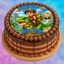 Essbarer Tortenaufleger Dinosaurier personalisiert – Tortenbild mit Name, Alter, Datum & eigenem Foto – runder Kuchenaufleger Kindergeburtstag & Dino-Party – Größe wählbar, vorgestanzt – DINO07