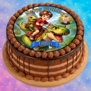 Essbarer Tortenaufleger Dinosaurier personalisiert – Tortenbild mit Name, Alter, Datum & eigenem Foto – runder Kuchenaufleger Kindergeburtstag & Dino-Party – Größe wählbar, vorgestanzt – DINO09