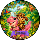 Essbarer Tortenaufleger Dinosaurier personalisiert – Tortenbild mit Name, Alter, Datum & eigenem Foto – runder Kuchenaufleger Kindergeburtstag & Dino-Party – Größe wählbar, vorgestanzt – DINO11