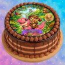 Tortenaufleger Dinosaurier | Pink Dschungel Affen