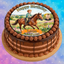 Essbarer Tortenaufleger Pferd personalisiert – Tortenbild mit Name, Alter, Datum & eigenem Foto – runder Kuchenaufleger Kindergeburtstag & Pferde-Party – Größe wählbar, vorgestanzt – PF05