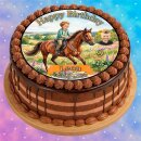 Tortenaufleger Pferd | Reiter Wald Blumenwiese