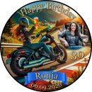 Tortenaufleger Bikerin | Motorrad Straße Herbst