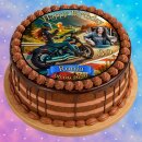 Tortenaufleger Geburtstag Party Bikerin Motorrad Chopper Bike Lady Girl FZ28 (Zuckerpapier)