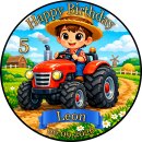 Tortenaufleger Geburtstag Traktor Bauernhof Junge Name...