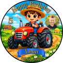 Tortenaufleger Geburtstag Traktor Bauernhof Junge Name...