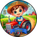 Tortenaufleger Geburtstag Traktor Bauernhof Junge Name...
