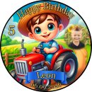 Tortenaufleger Geburtstag Traktor Bauernhof Junge Name...