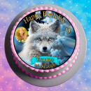 Essbarer Tortenaufleger Polarfuchs personalisiert – Tortenbild mit Name, Alter, Datum & eigenem Foto – runder Kuchenaufleger Kindergeburtstag & Winter-Motto – Größe wählbar, vorgestanzt – PO01