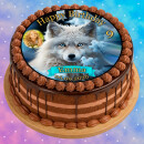 Essbarer Tortenaufleger Polarfuchs personalisiert – Tortenbild mit Name, Alter, Datum & eigenem Foto – runder Kuchenaufleger Kindergeburtstag & Winter-Motto – Größe wählbar, vorgestanzt – PO01
